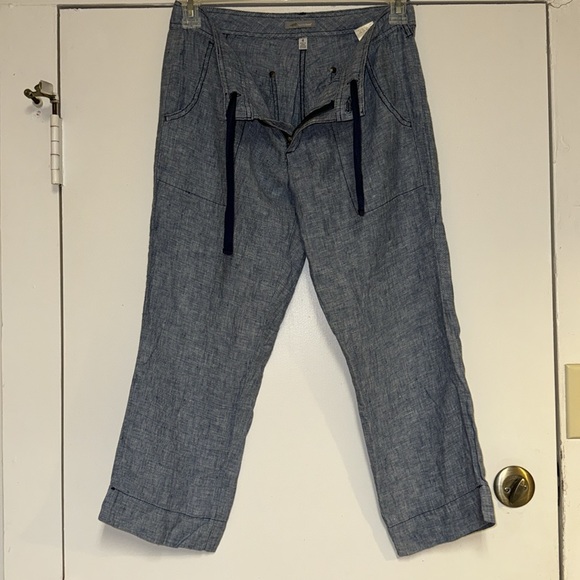 hornytoad Linen Chambray Lithe Capri Blue Denim Look Lightweight Sz 4 #1 - Picture 1 of 16